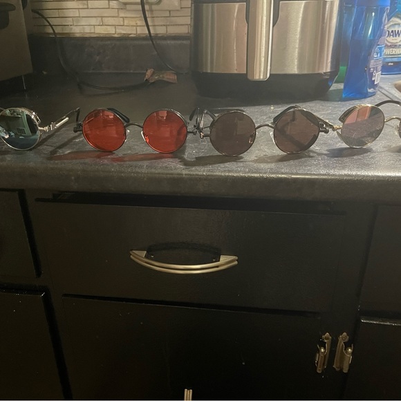 4 pair of glasses pink, blue, red, black - Picture 1 of 5